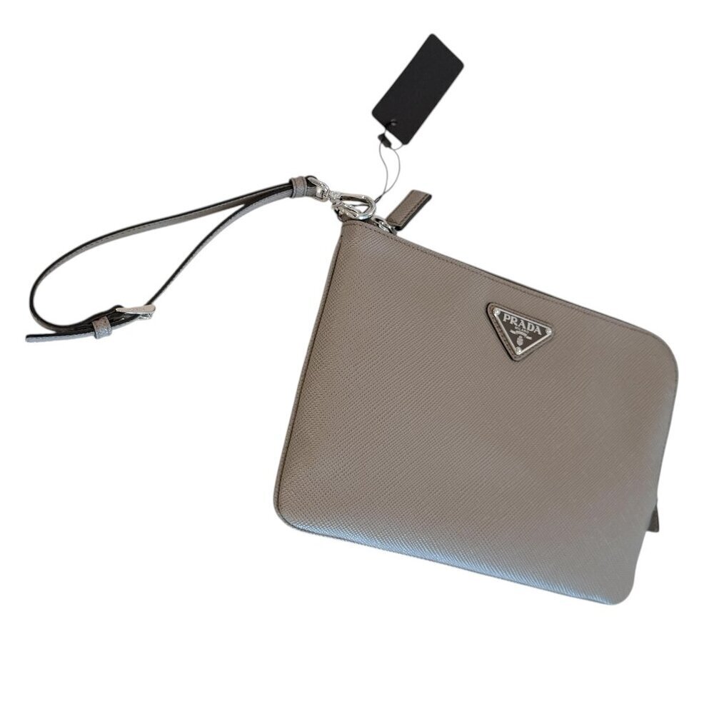 Prada‎ Grey Saffiano Leather Pouch Bag, 2NH024 - Picture 14 of 16